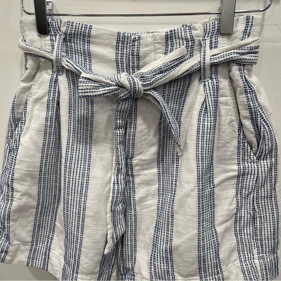 H&M Paper-Bag Waist Cotton Stripe Shorts High Waist Summer Size 2 - Picture 5 of 10